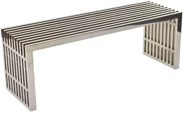 Gridiron Medium Stainless Steel Bench by Modway Silver