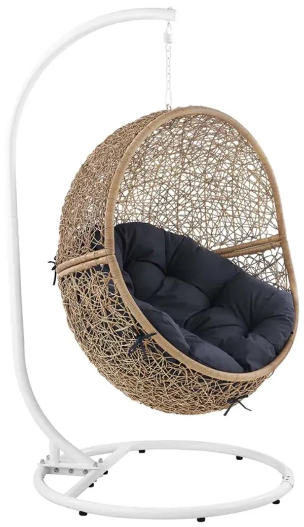 Encase Outdoor Patio Rattan Swing Chair by Modway Cappuccino Navy
