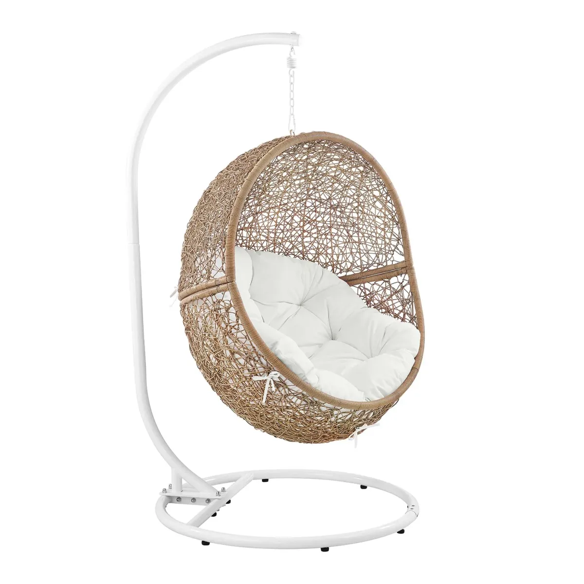 Encase Outdoor Patio Rattan Swing Chair by Modway Cappuccino White