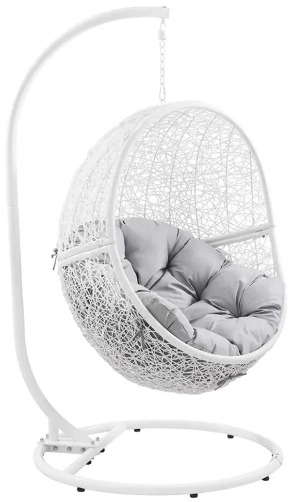 Encase Outdoor Patio Rattan Swing Chair by Modway White Gray