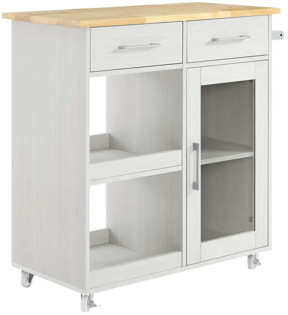 Culinary Kitchen Cart With Towel Bar by Modway White Natural