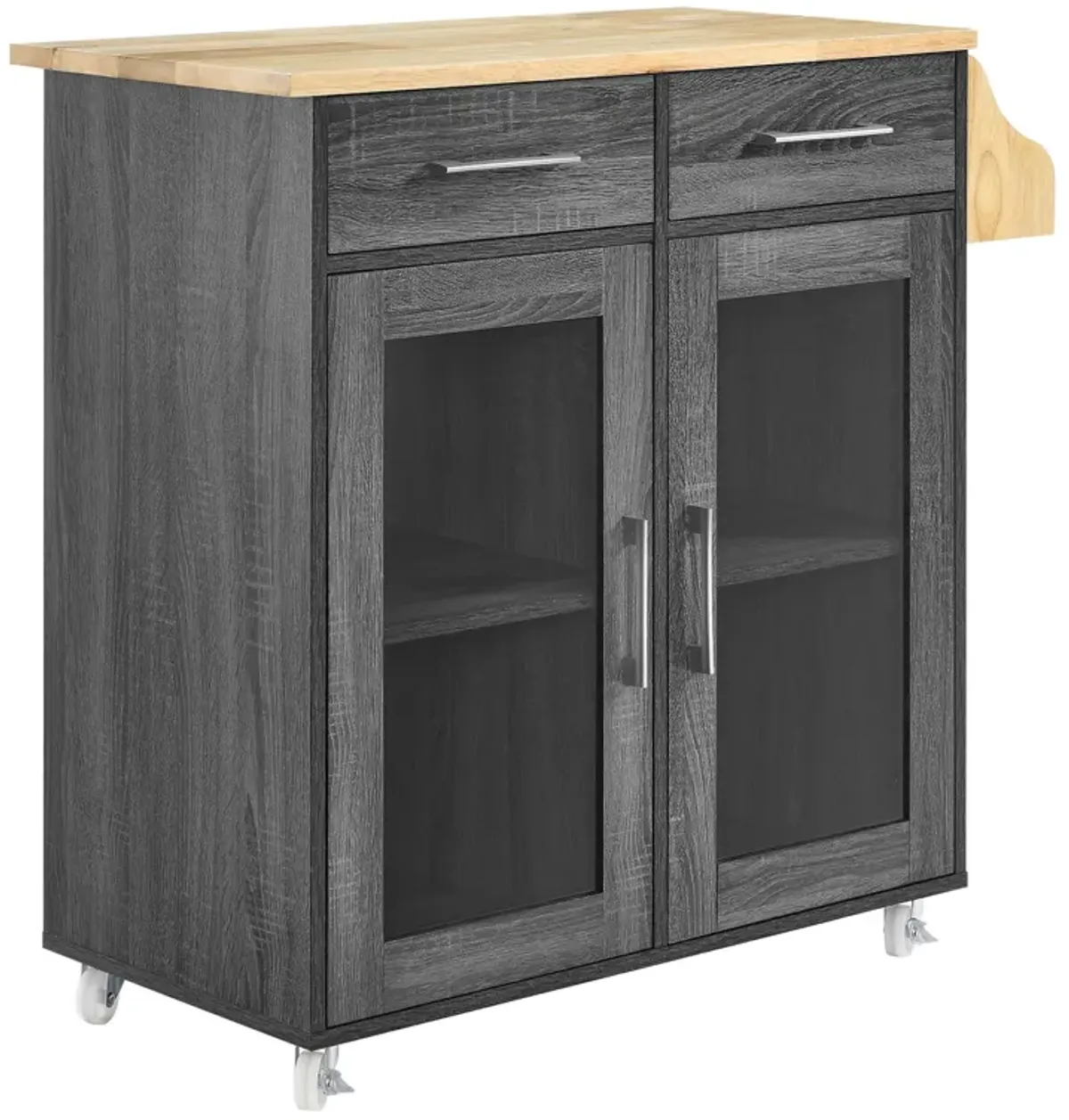 Cuisine Kitchen Cart by Modway Charcoal Natural