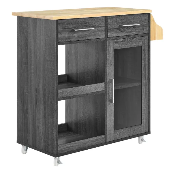 Culinary Kitchen Cart With Spice Rack by Modway Charcoal Natural