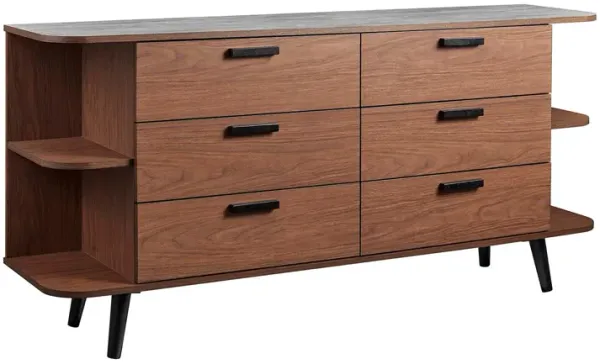 Langston Open Display Storage Sideboard by Modway Walnut Gray