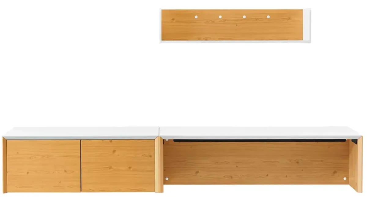 Kinetic 49" Wall-Mount Office Desk With Cabinet and Shelf by Modway White Natural