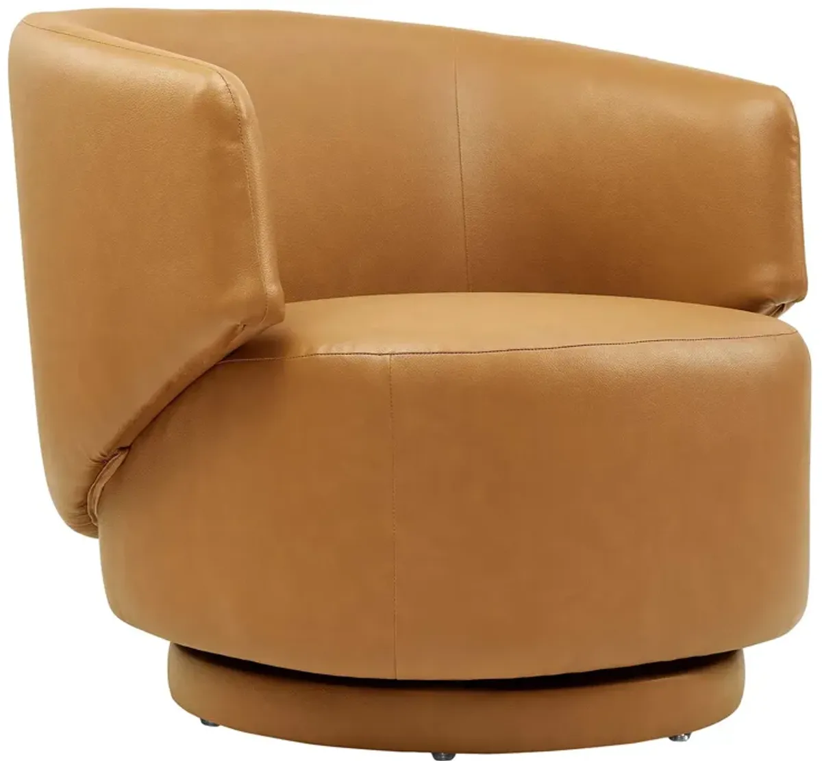 Celestia Vegan Leather Fabric and Wood Swivel Chair by Modway Tan