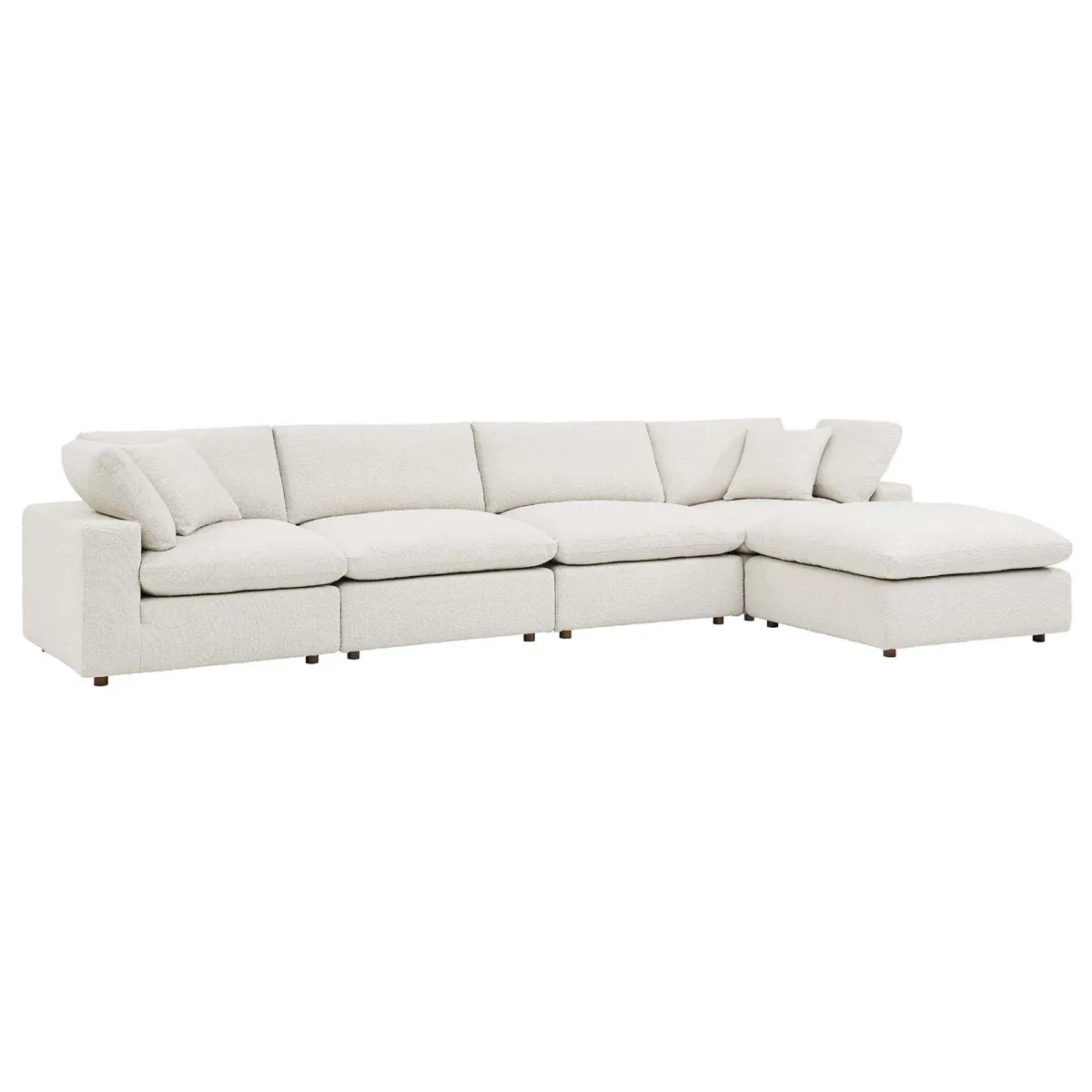 Commix 5-Piece Down Filled Overstuffed Boucle Fabric Sectional Sofa by Modway Ivory