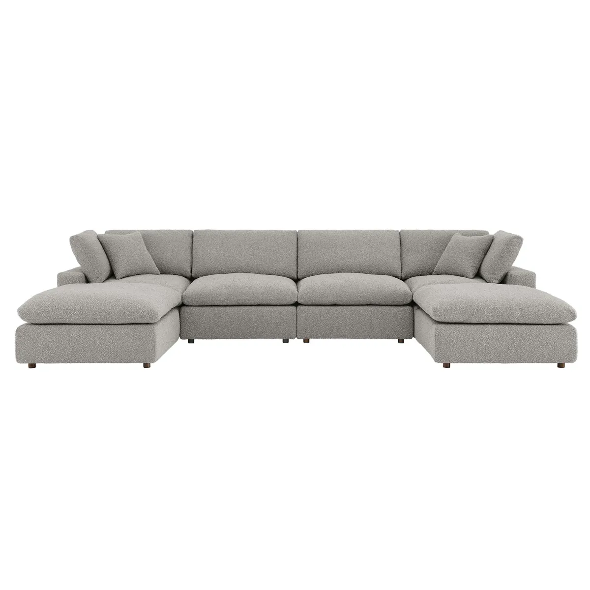 Commix 6-Piece Down Filled Overstuffed Boucle Sectional Sofa by Modway Light Gray