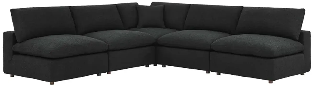 Commix 5-Piece Down Filled Overstuffed Boucle Fabric Sectional Sofa by Modway Black