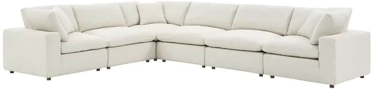 Commix 6-Piece Down Filled Overstuffed Boucle Fabric Sectional Sofa by Modway Ivory