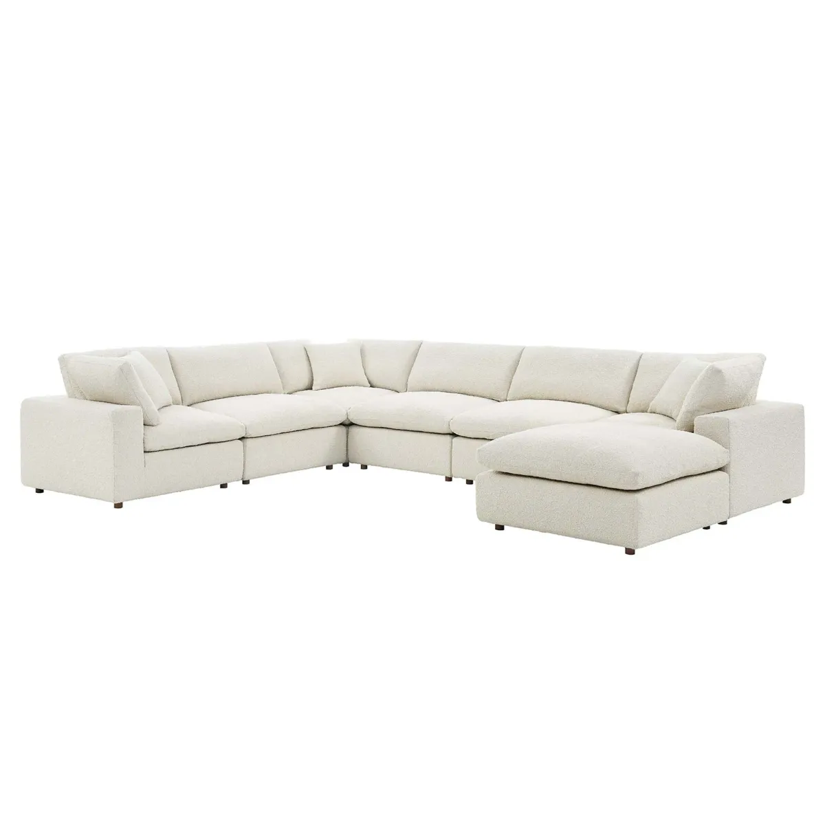 Commix 7-Piece Down Filled Overstuffed Boucle Sectional Sofa by Modway Ivory