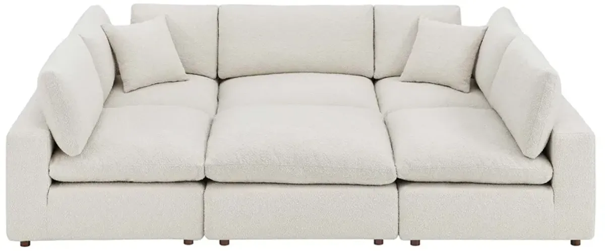 Commix 6-Piece Down Filled Overstuffed Boucle Fabric Sectional Sofa by Modway Ivory