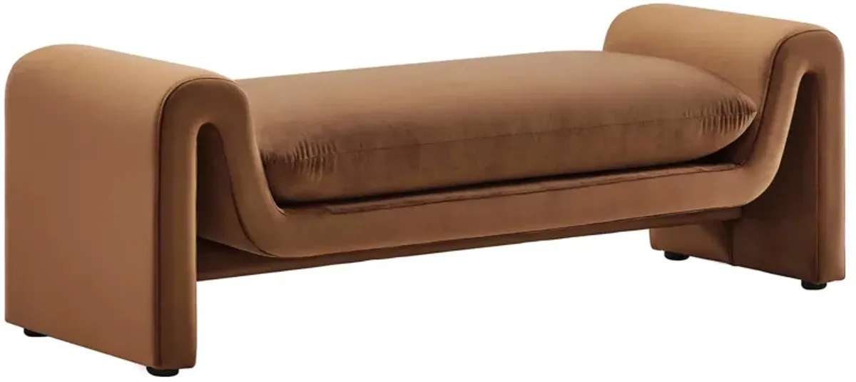 Waverly Performance Velvet Bench by Modway Gray