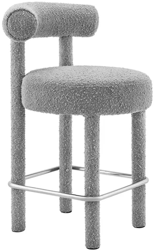 Toulouse Boucle Fabric Counter Stool by Modway Light Gray Silver
