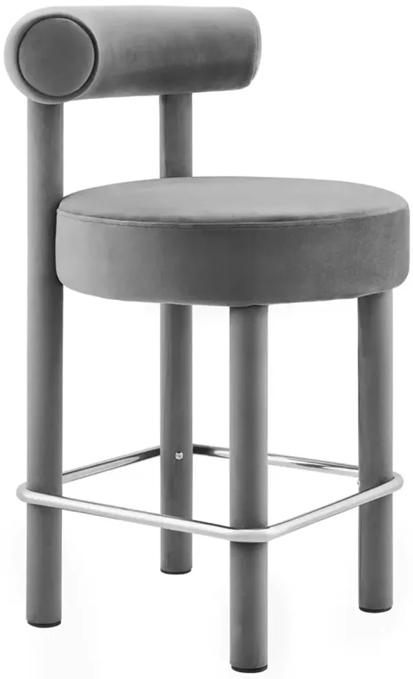 Toulouse Performance Velvet Counter Stool by Modway Gray Silver