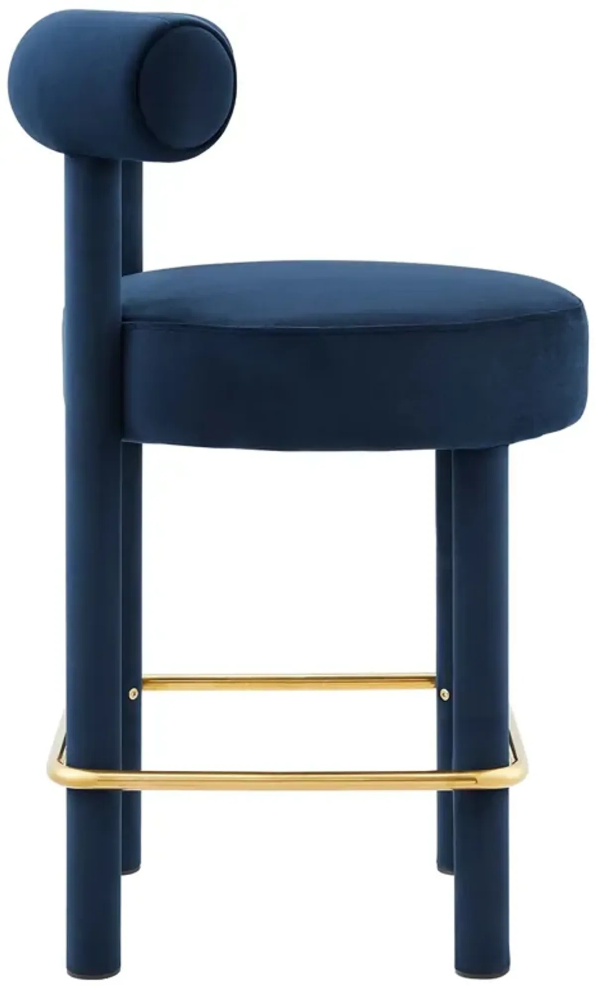 Toulouse Performance Velvet Counter Stool by Modway Midnight Blue Gold
