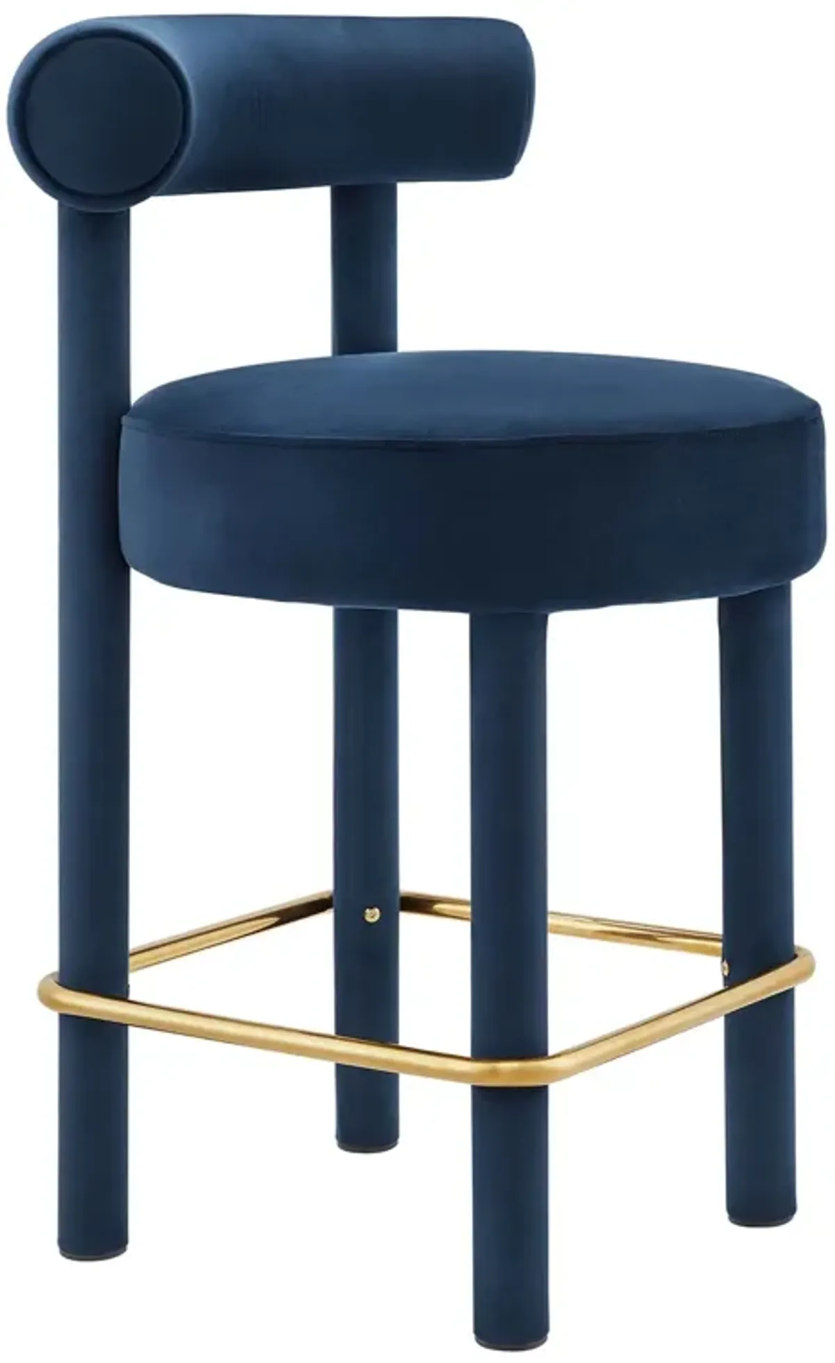 Toulouse Performance Velvet Counter Stool by Modway Midnight Blue Gold