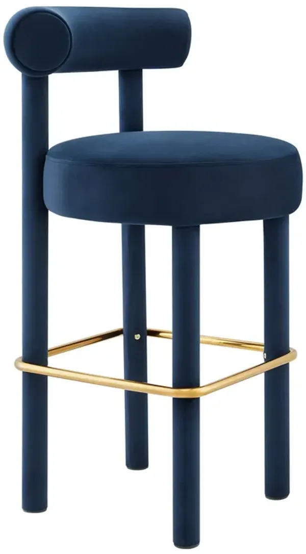 Toulouse Performance Velvet Bar Stool by Modway Midnight Blue Gold