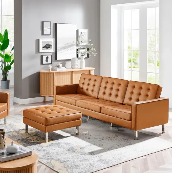 Loft Tufted Vegan Leather Sofa and Ottoman Set by Modway
