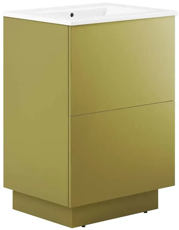 Quantum Bathroom Vanity Basin Included by Modway 24" / White Gold