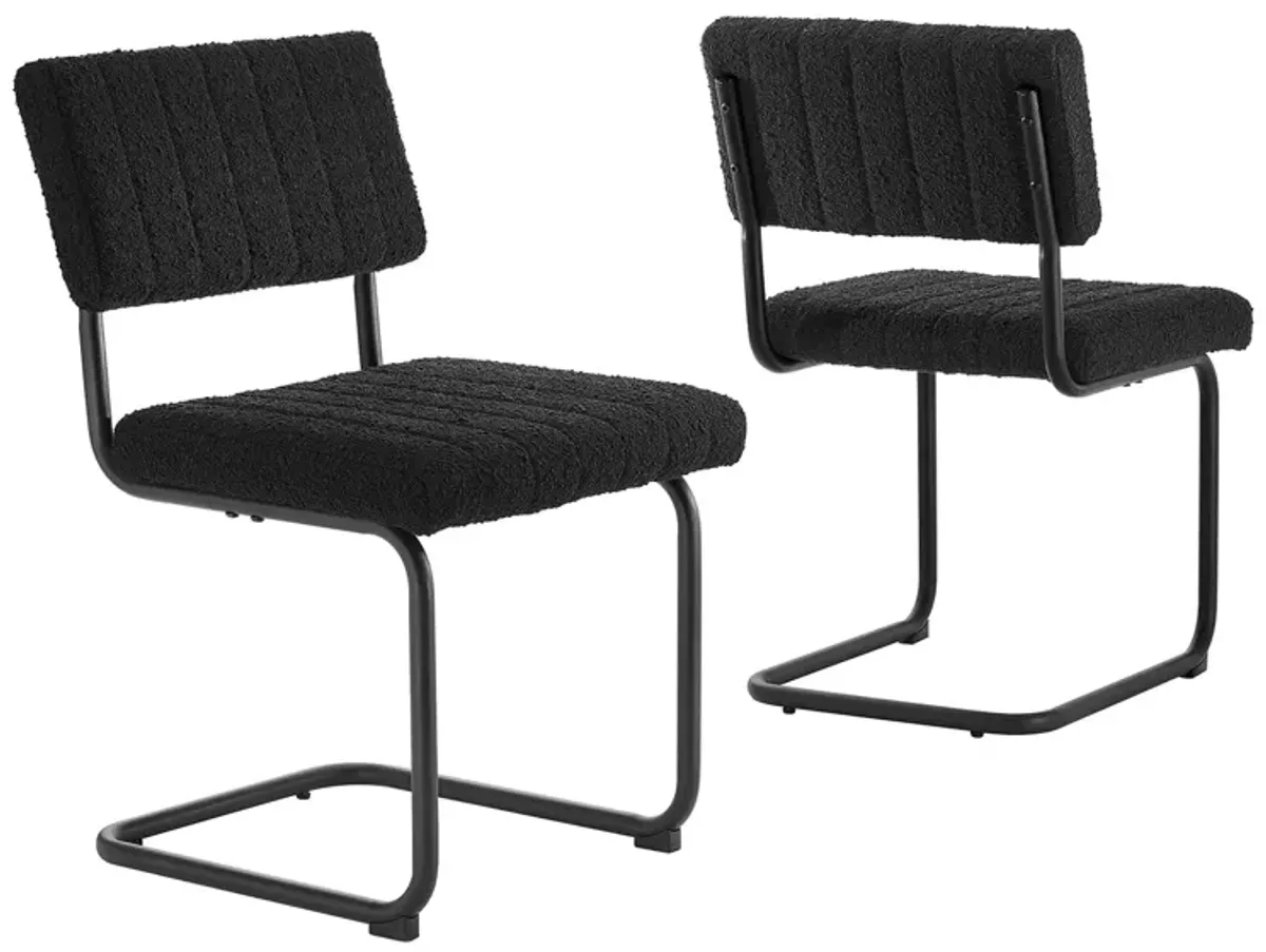 Parity Boucle Dining Side Chairs - Set of 2 by Modway Black Ivory