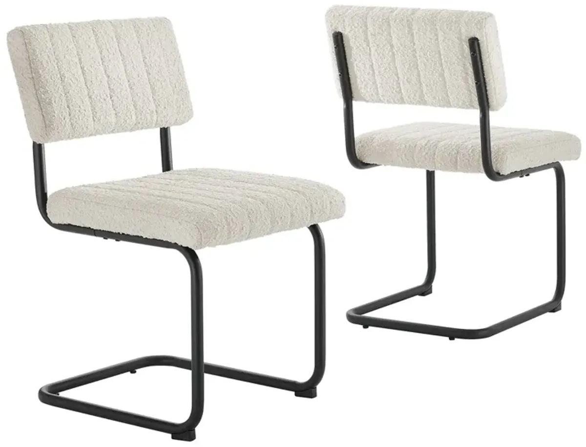 Parity Boucle Dining Side Chairs - Set of 2 by Modway Black Ivory
