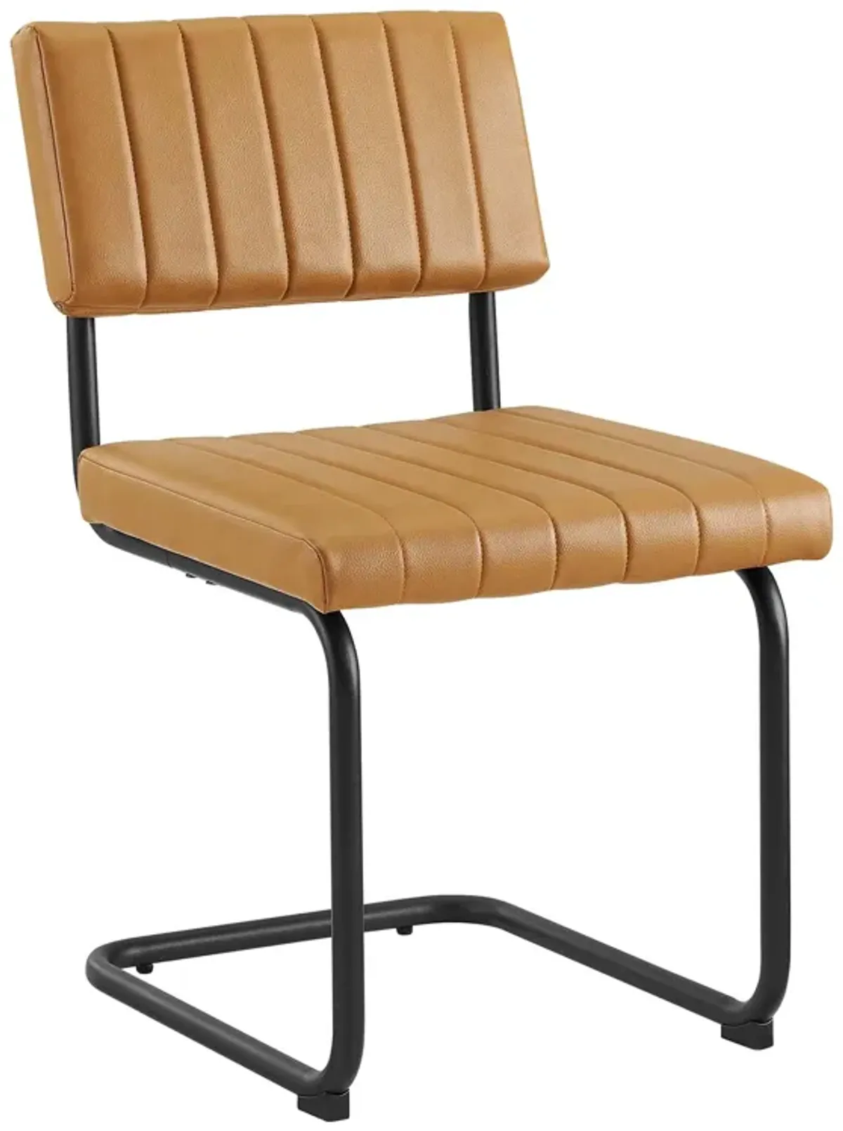 Parity Vegan Leather Dining Side Chairs - Set of 2 by Modway Black Tan