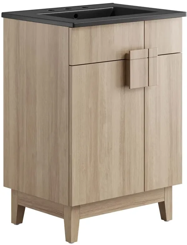 Miles Bathroom Vanity Basin Included by Modway 24" / Black Oak