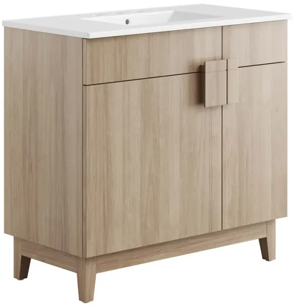 Miles Bathroom Vanity Basin Included by Modway 36" / White Oak