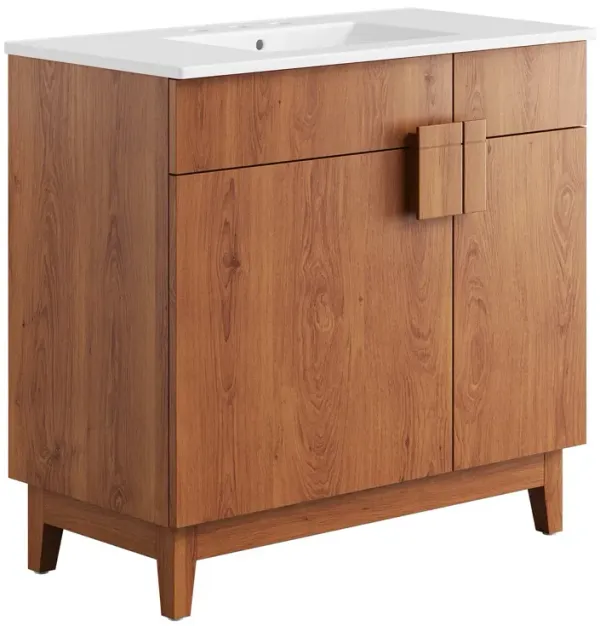 Miles Bathroom Vanity Basin Included by Modway 36" / White Walnut