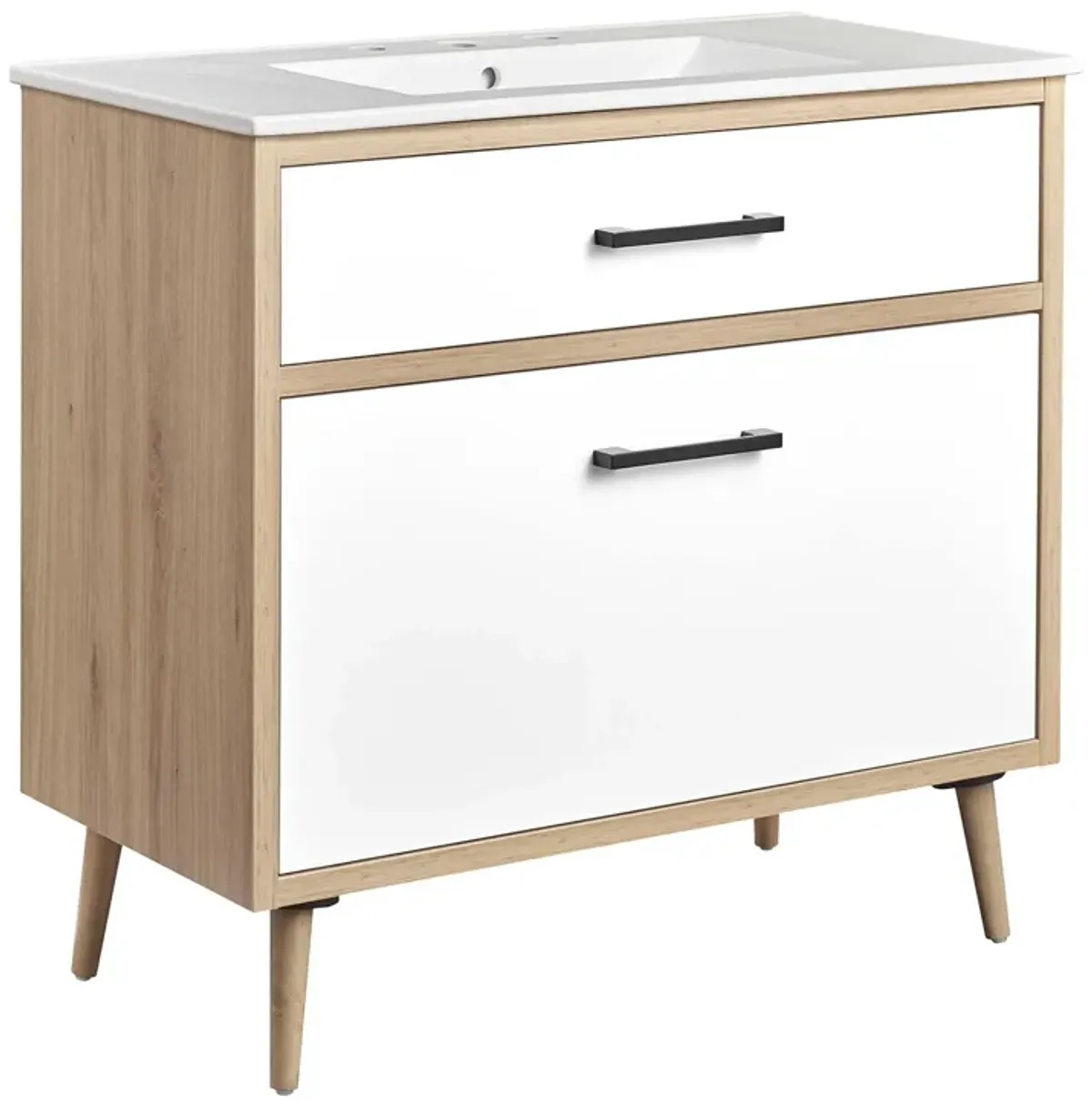 Maverick Bathroom Vanity Basin Included by Modway 36" / White Oak