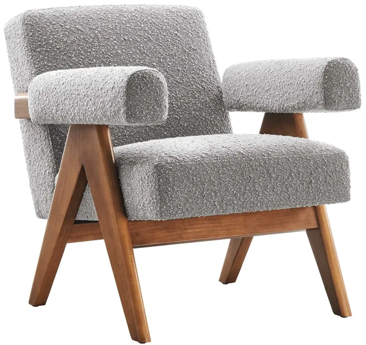 Lyra Boucle Fabric Armchair by Modway Light Gray