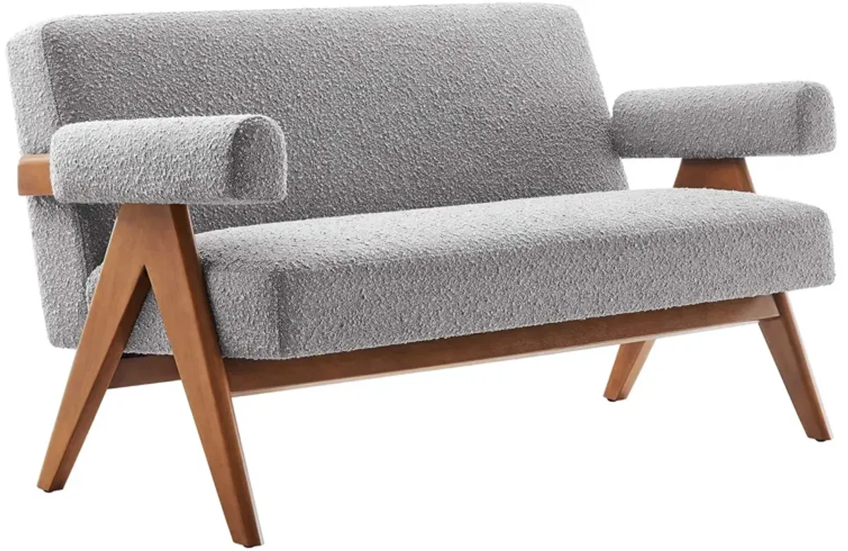 Lyra Boucle Fabric Loveseat by Modway Light Gray
