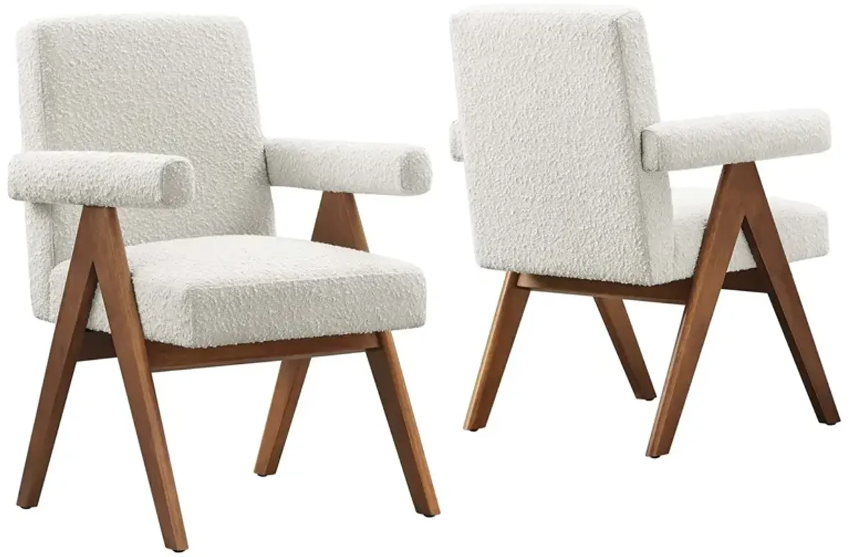 Lyra Boucle Fabric Dining Room Chair - Set of 2 by Modway Ivory