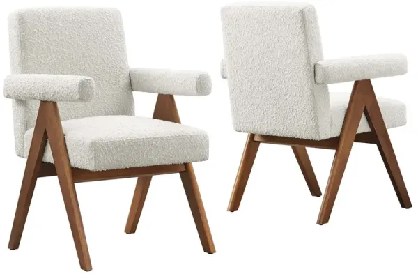 Lyra Boucle Fabric Dining Room Chair - Set of 2 by Modway Ivory