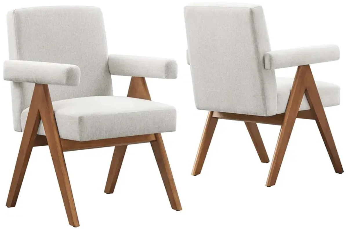 Lyra Fabric Dining Room Chair - Set of 2 by Modway Ivory Fabric