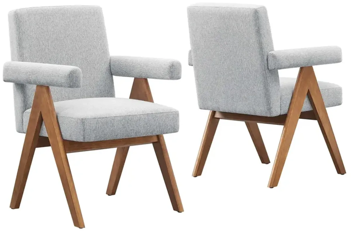 Lyra Fabric Dining Room Chair - Set of 2 by Modway Light Gray Fabric
