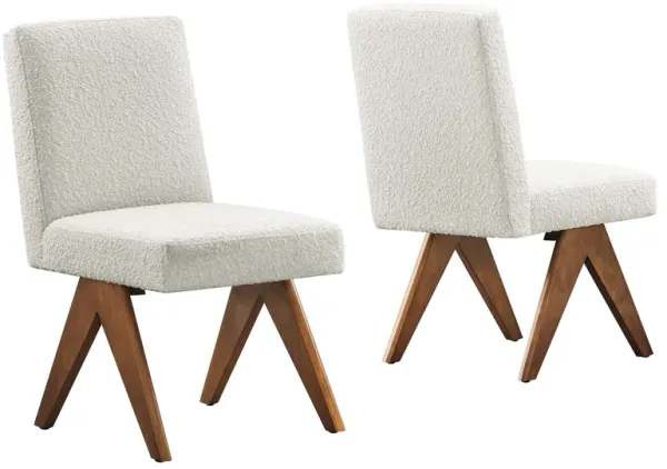 Lyra Boucle Fabric Dining Room Side Chair Set of 2 by Modway Ivory