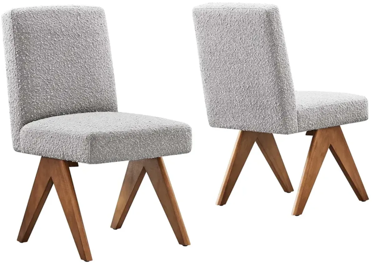 Lyra Boucle Fabric Dining Room Side Chair Set of 2 by Modway