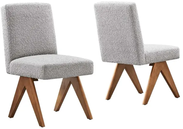 Lyra Boucle Fabric Dining Room Side Chair Set of 2 by Modway Light Gray