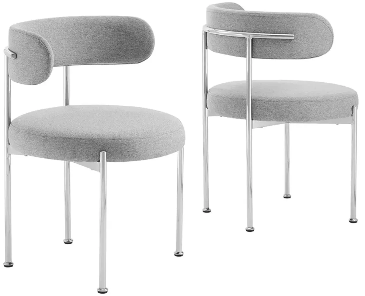 Albie Fabric Dining Chairs Set of 2 by Modway Gray Silver