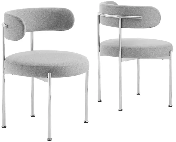 Albie Fabric Dining Chairs Set of 2 by Modway Gray Silver