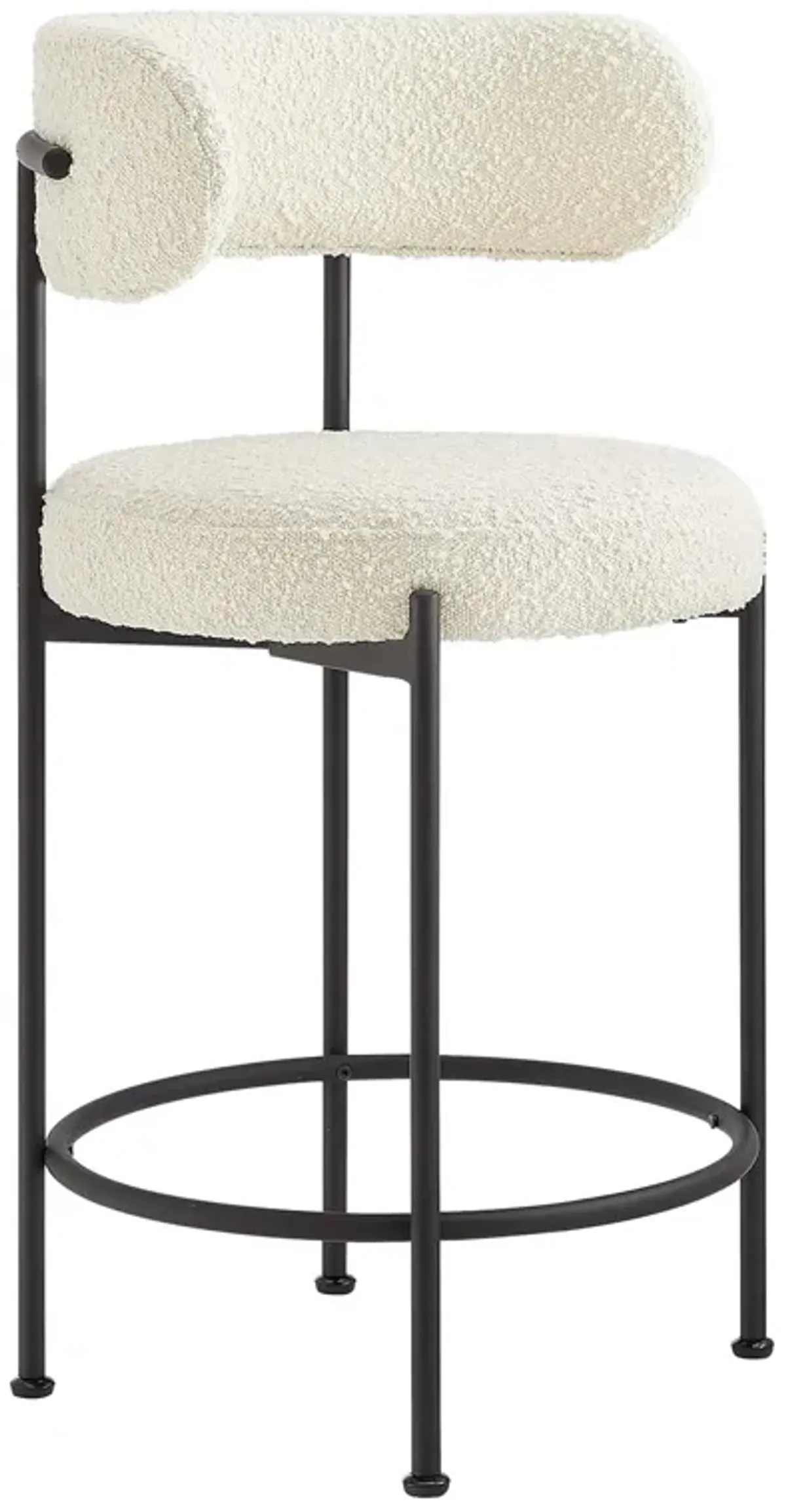 Albie Boucle Fabric Counter Stools - Set of 2 by Modway Ivory Black