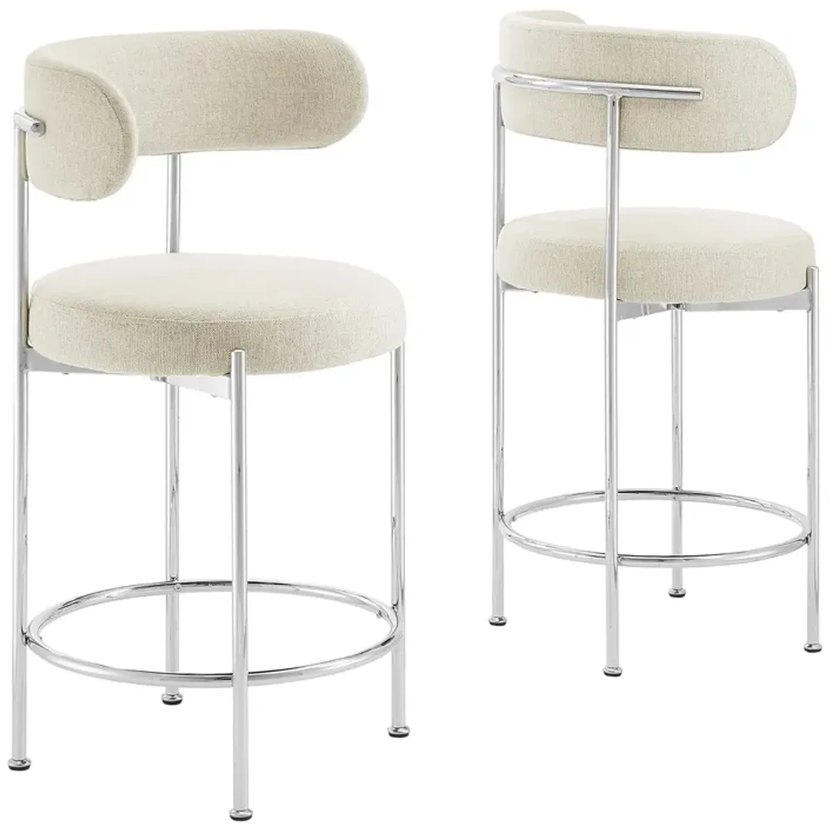 Albie Fabric Counter Stools - Set of 2 by Modway Gray Silver