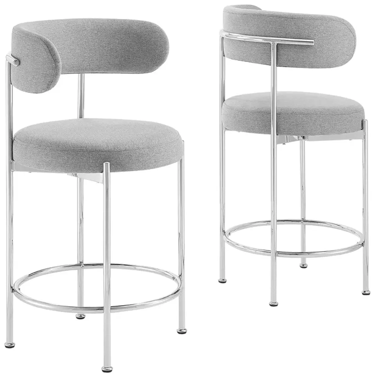 Albie Fabric Counter Stools - Set of 2 by Modway Gray Silver