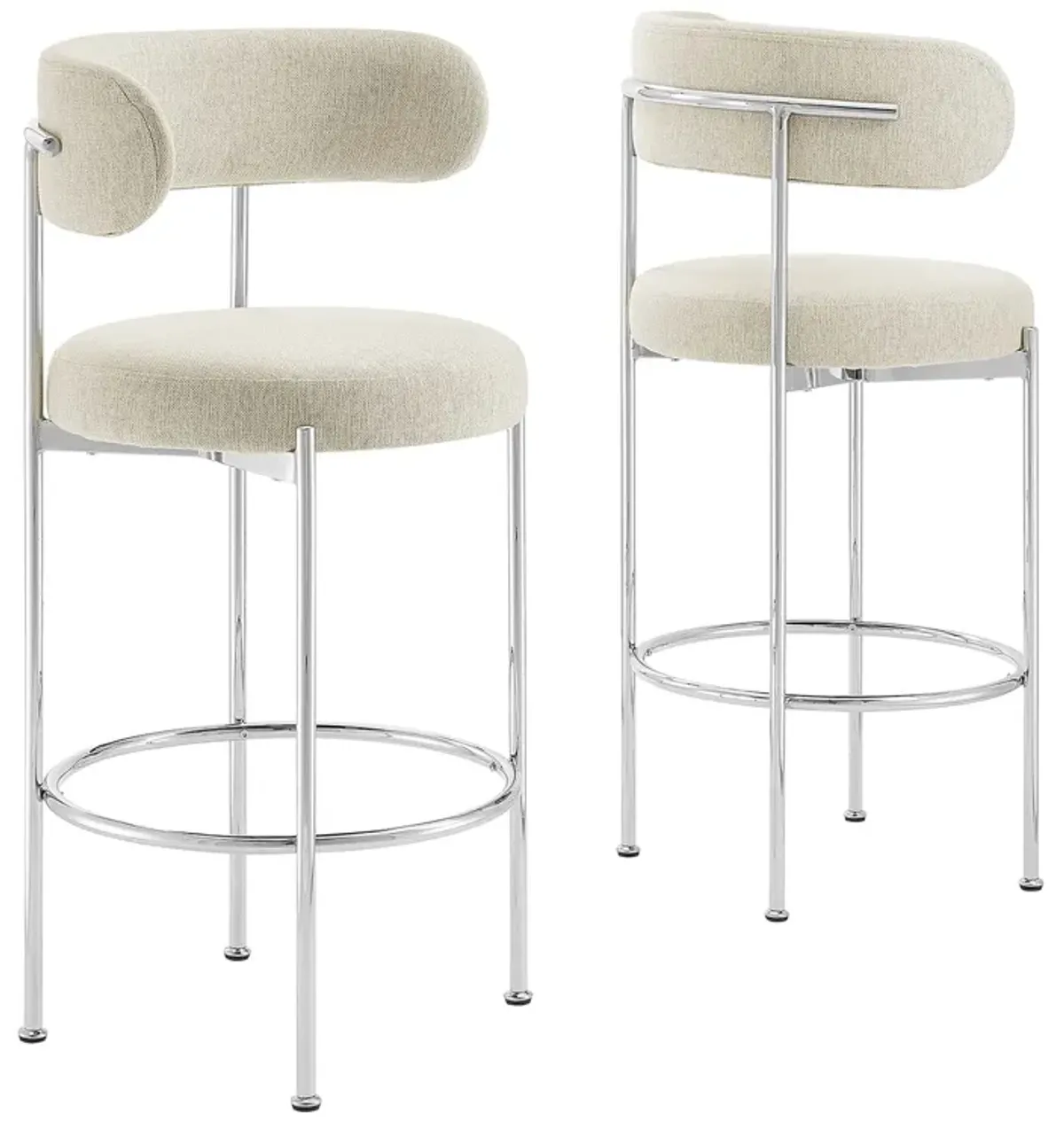 Albie Fabric Bar Stools - Set of 2 by Modway Gray Silver