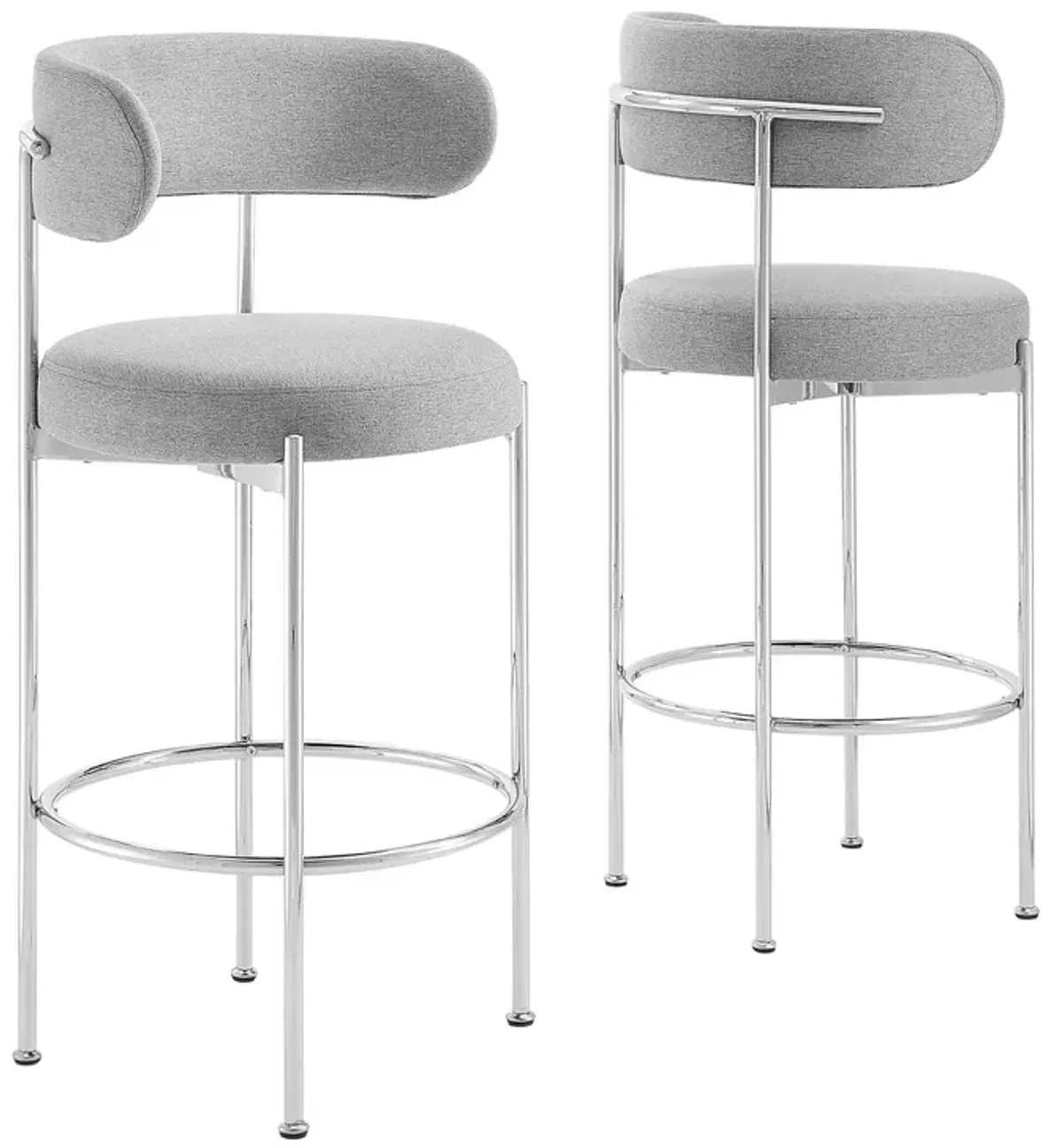Albie Fabric Bar Stools - Set of 2 by Modway Gray Silver