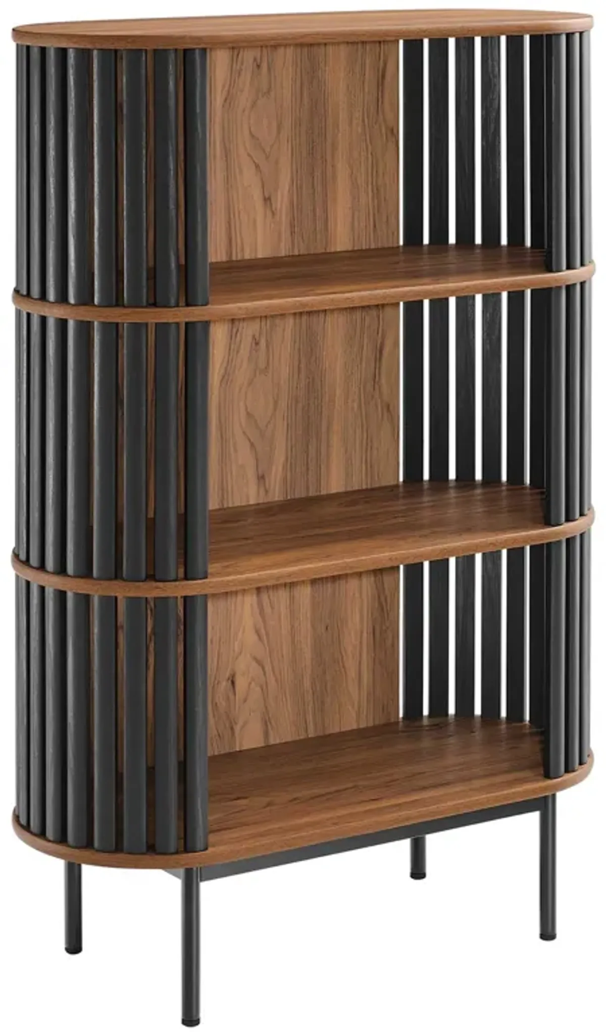 Fortitude Three Tier Display Cabinet by Modway Walnut Black