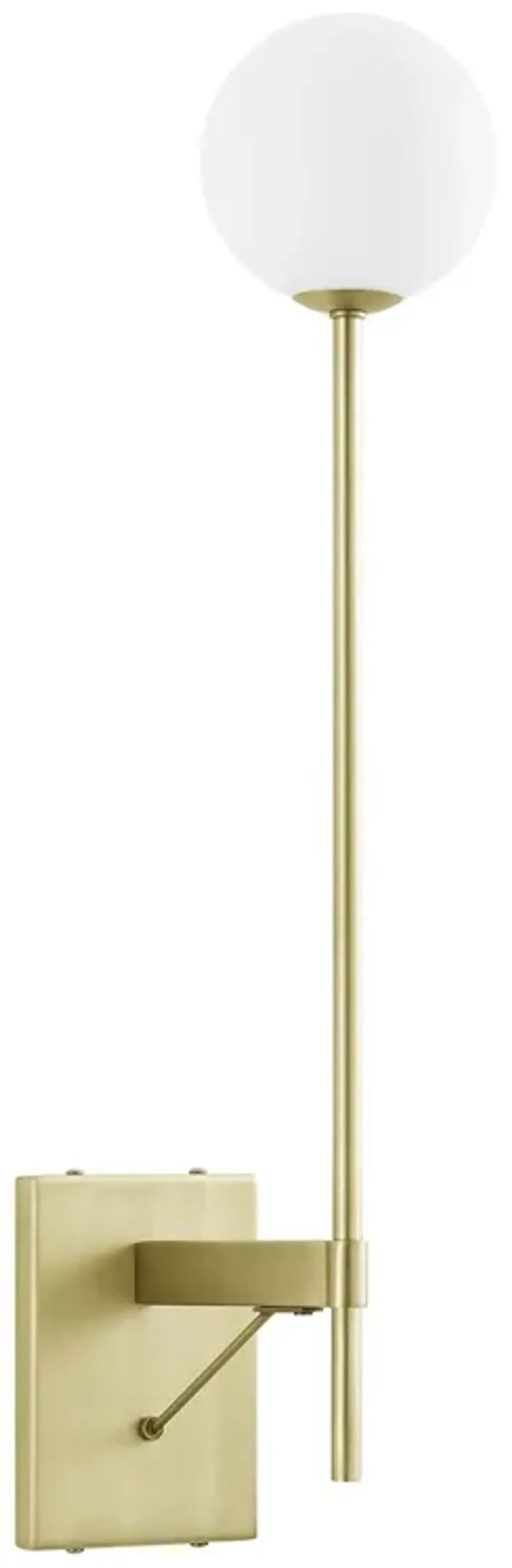 Riva White Globe Wall Sconce by Modway Satin Brass