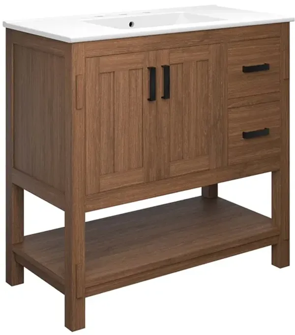 Ashlyn Bathroom Vanity Basin Included by Modway 36" / Walnut White